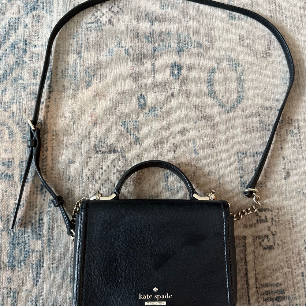 kate spade New York Black Leather Mini Top-Handle Crossbody Bag